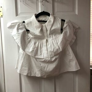 Zara trafaluc collared blouse open shoulder M